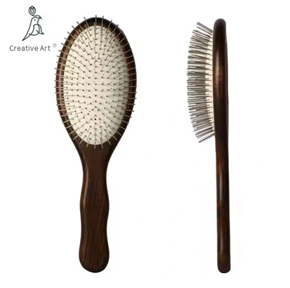 Bamboo/Wooden Handle Metal Bristle Hair Brush