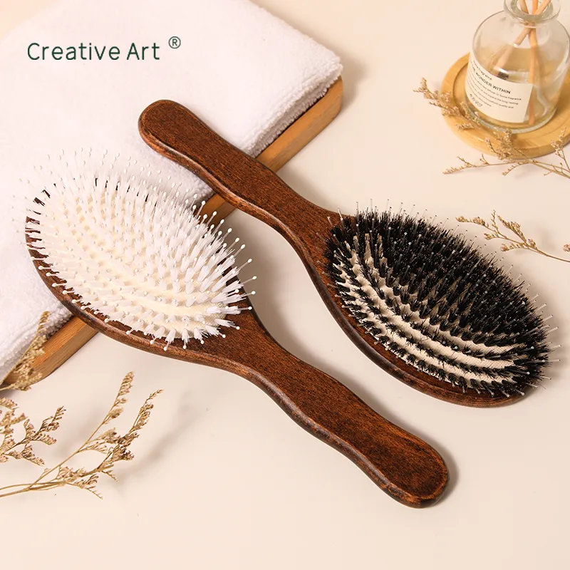 bamboo wooden handle nylon bristle hair brush m qd55p 4 china<!--[