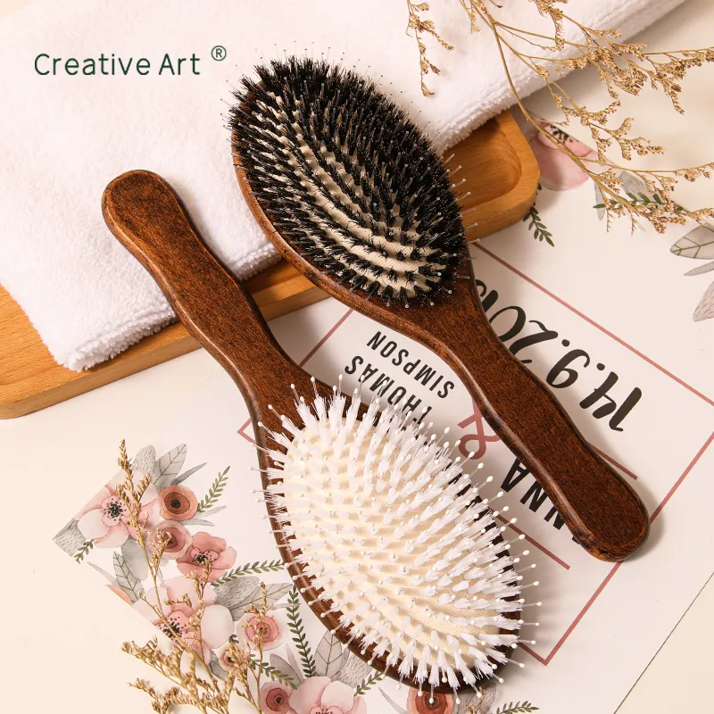 bamboo wooden handle nylon bristle hair brush m qd55p 4 for sale<!--[