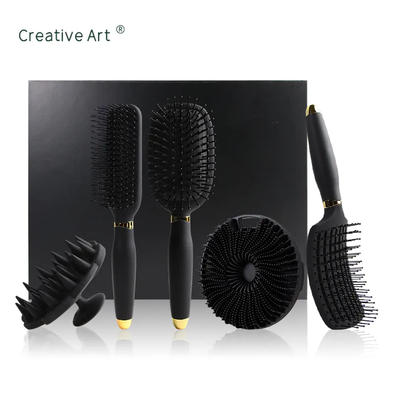 Black 5 Pcs Hair Brush Set (S-03TZ)